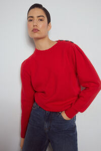Pedro del Hierro Puffed-sleeve jumper with buttons Red