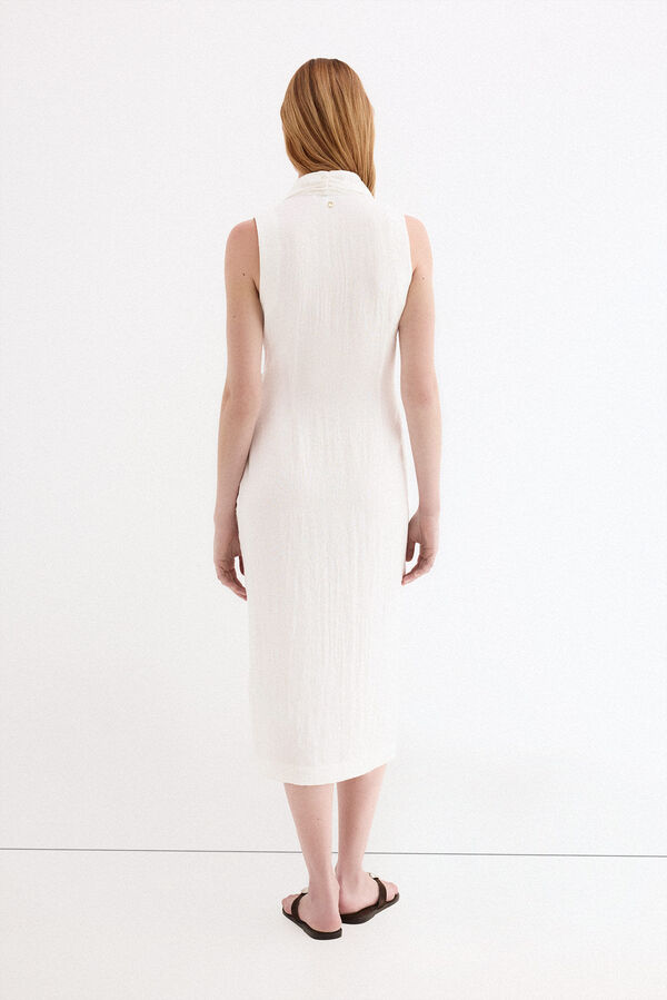 Pedro del Hierro Wrap-effect dress with gold detail Ecru