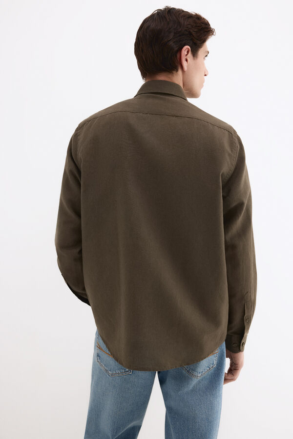 Pedro del Hierro Camisa lino bolsillos Verde
