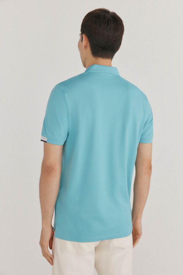 Pedro del Hierro Polo with contrasting cuffs Turquoise