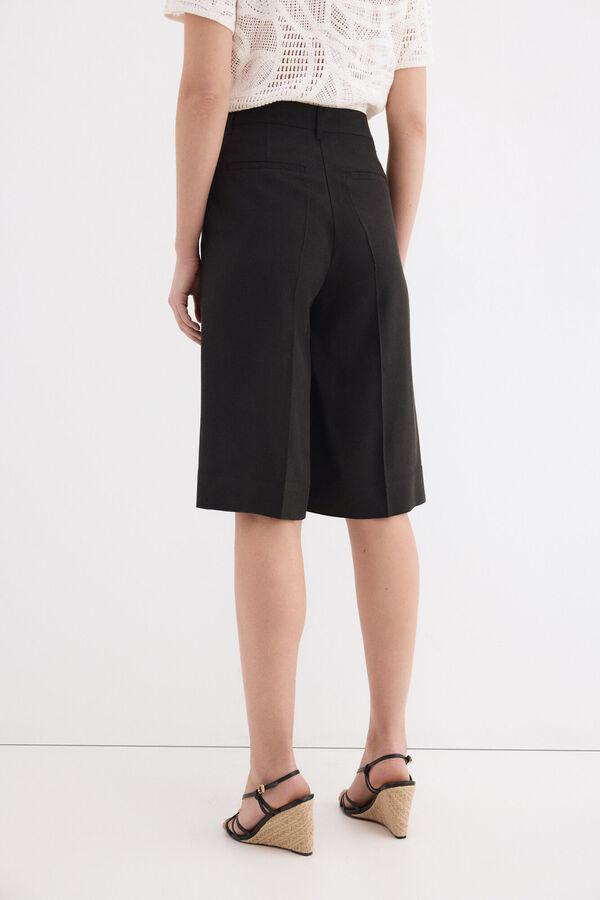 Pedro del Hierro Linen long Bermuda shorts Black