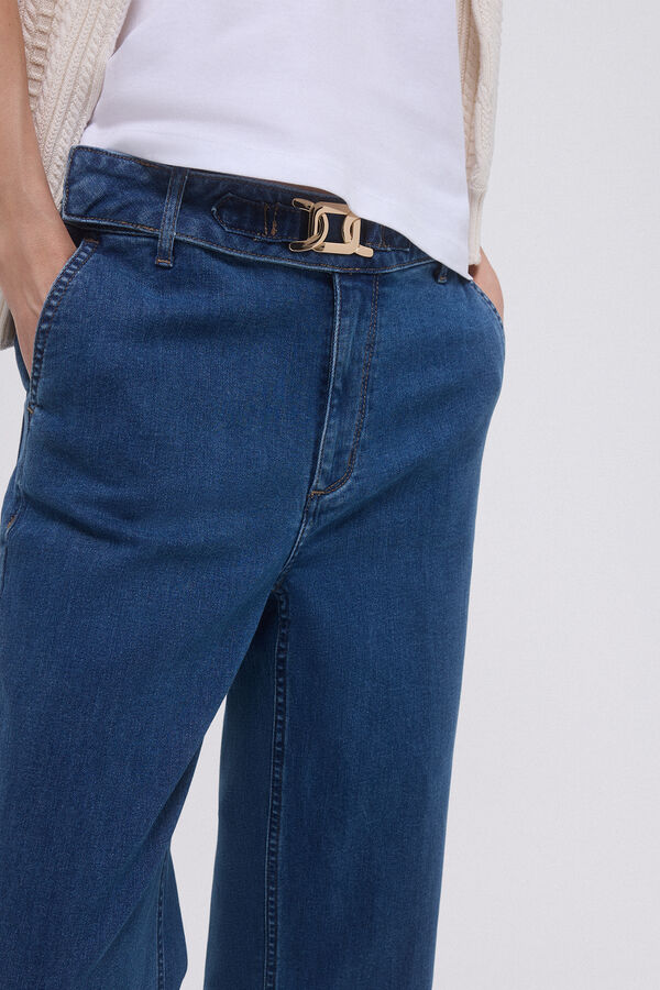 Pedro del Hierro Straight cropped jeans Blue