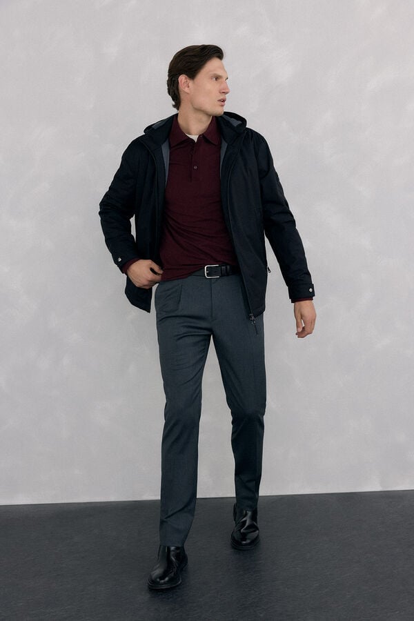 Pedro del Hierro Basic long sleeve polo shirt Burgundy