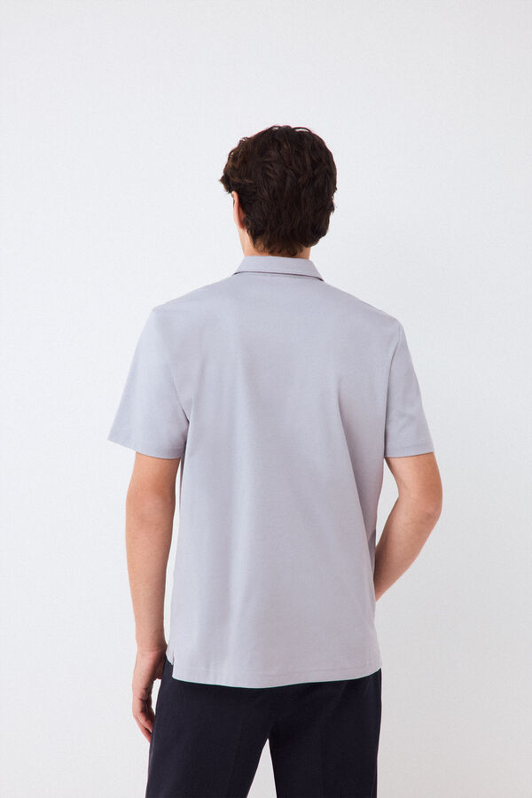 Pedro del Hierro Plain mercerized polo shirt Grey