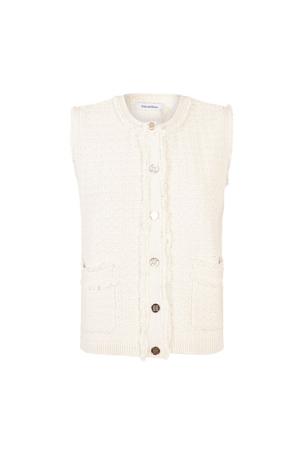 Pedro del Hierro Textured knit gilet Ecru