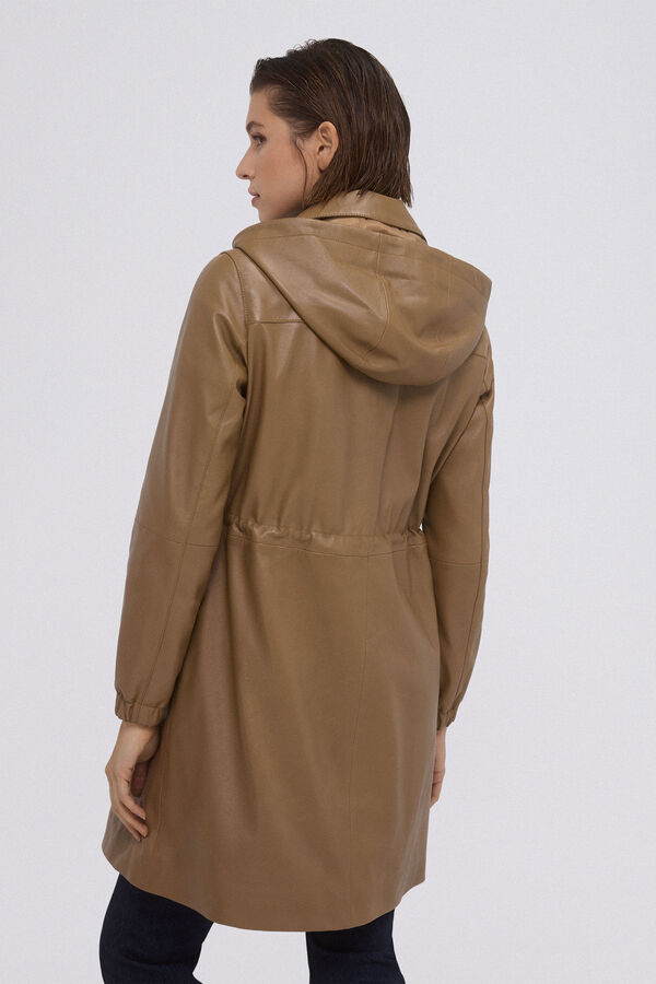 Pedro del Hierro Leather parka Brown