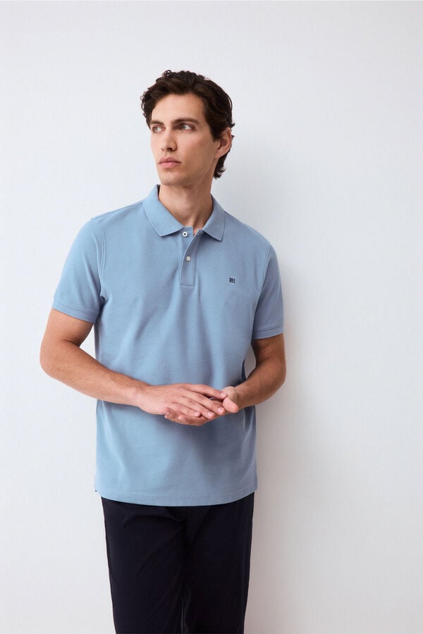 Pedro del Hierro Piqu&eacute; basic polo shirt Blue