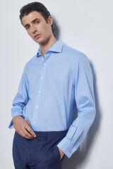 Pedro del Hierro Plain non-iron + stain-resistant cufflink shirt Blue