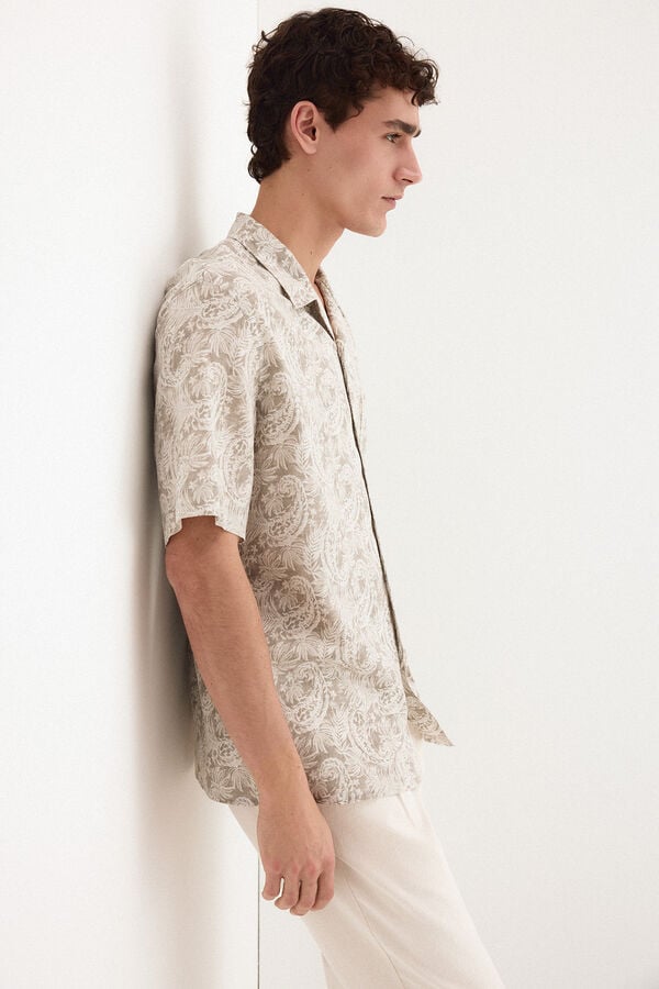 Pedro del Hierro Printed short sleeve shirt Beige