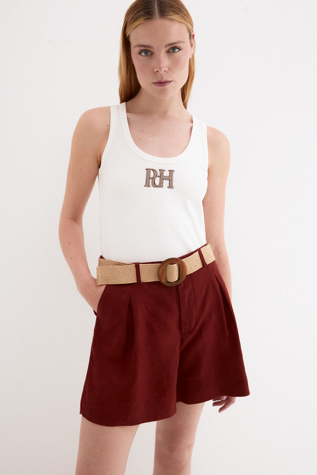 Pedro del Hierro Camiseta tirantes con logo en pedrer&iacute;a