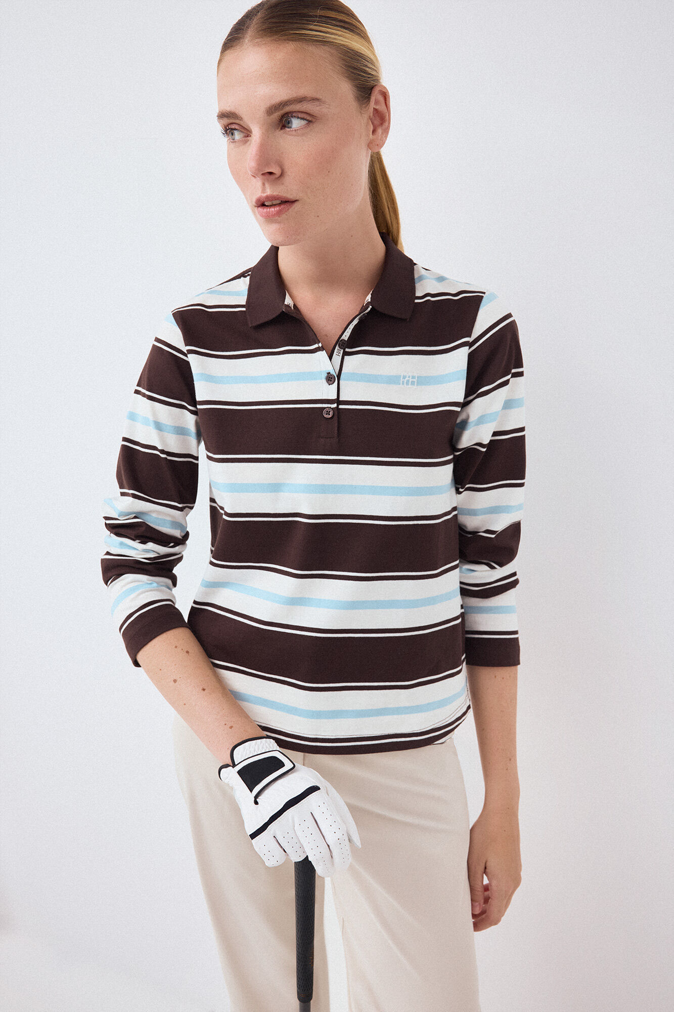 Pedro del Hierro Striped long sleeve polo shirt