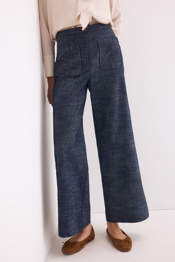 Pedro del Hierro Wide denim trousers Blue