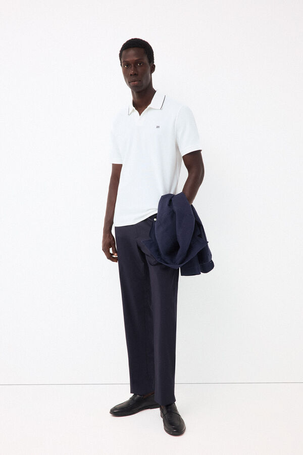 Pedro del Hierro Structured open neck polo shirt White