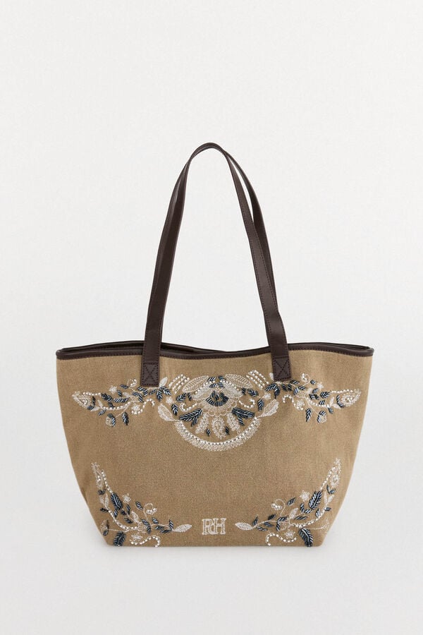 Pedro del Hierro embroidered fabric bag Green