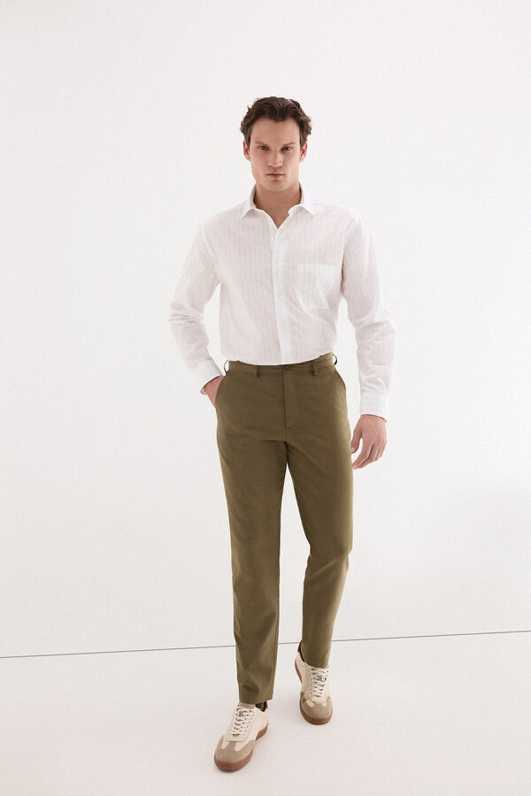 Pedro del Hierro Linen worker regular trousers Green