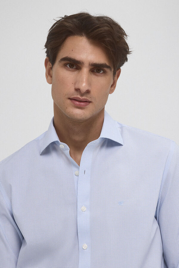 Pedro del Hierro Camisa vestir cuadros non iron + antimanchas Azul