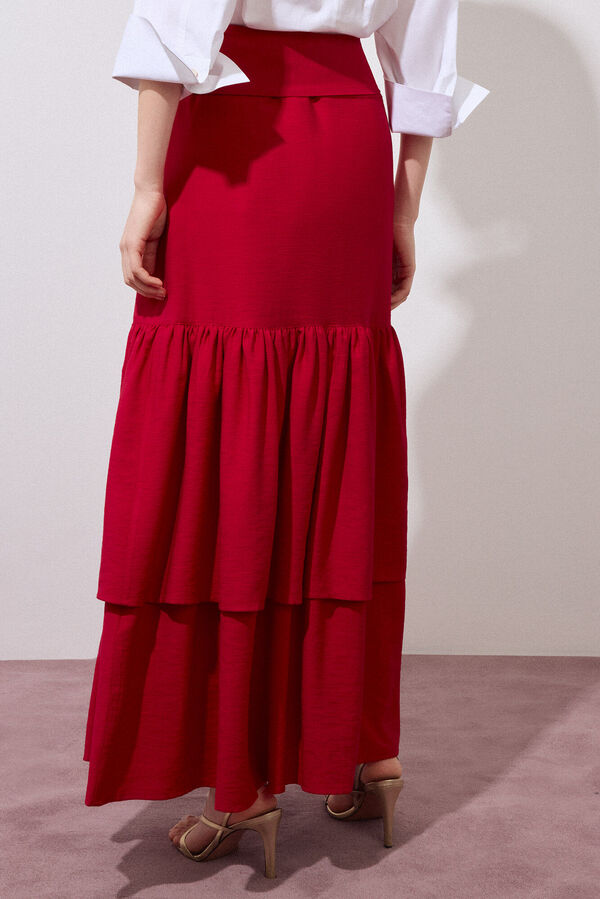 Pedro del Hierro Falda larga volantes Rojo