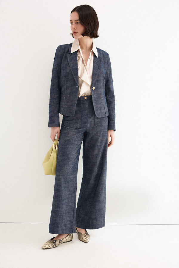 Pedro del Hierro Cal&ccedil;a larga efeito denim Azul