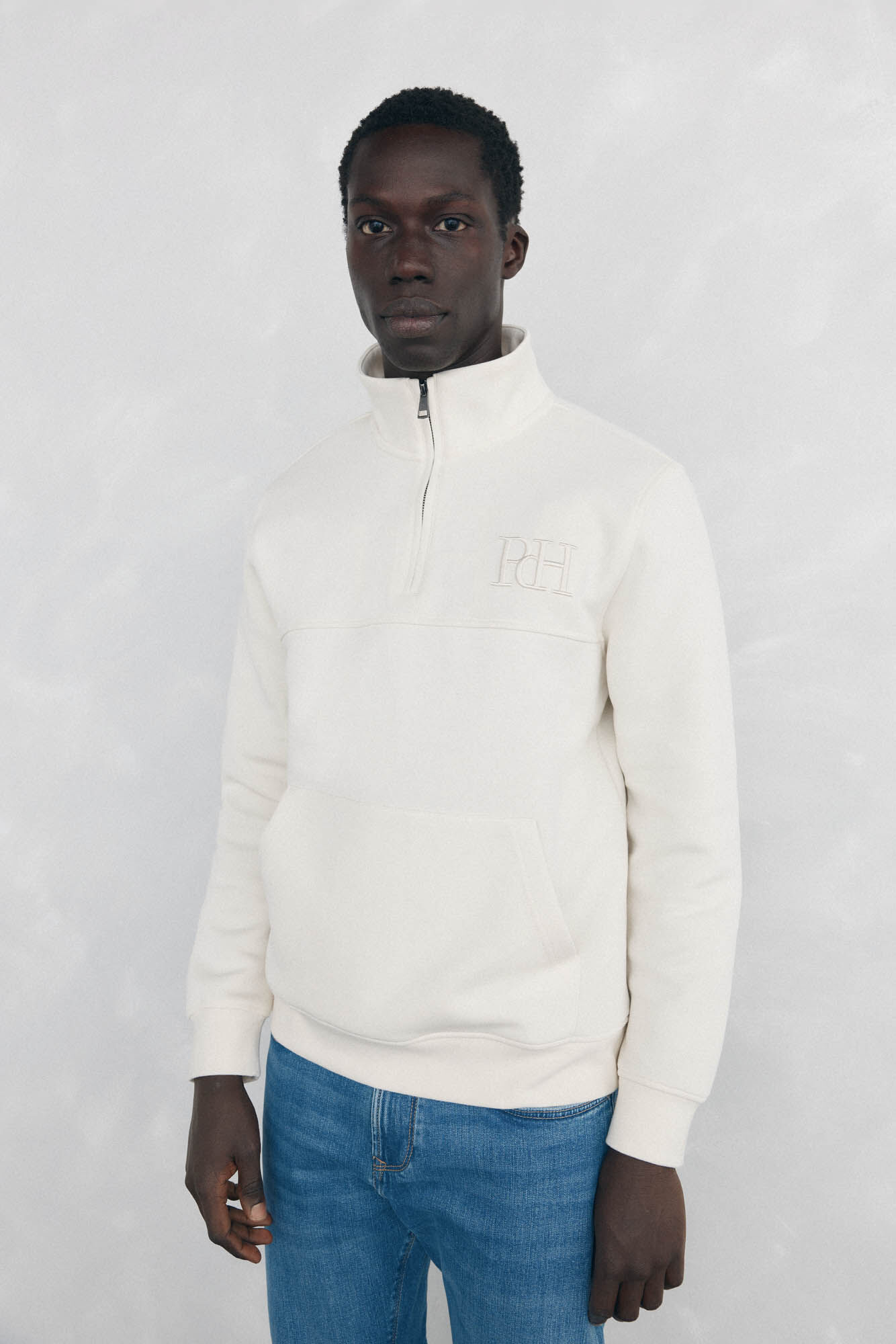 Pedro del Hierro Technical fabric zip-neck sweatshirt
