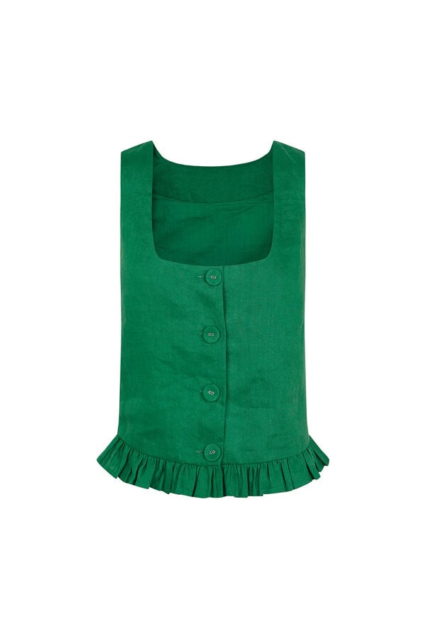 Pedro del Hierro Linen ruffle gilet Green