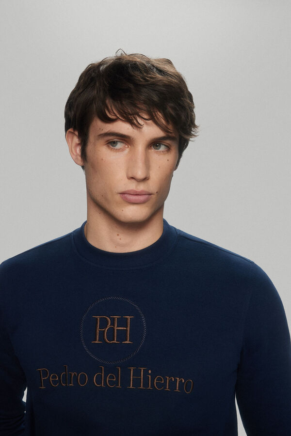 Pedro del Hierro Embroidered logo sweatshirt Blue