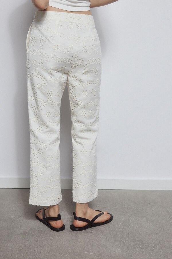 Pedro del Hierro White embroidered pants Beige