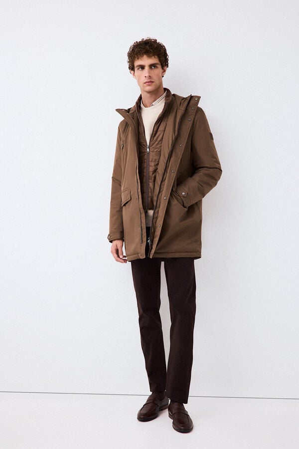 Pedro del Hierro Long four-pocket parka Brown