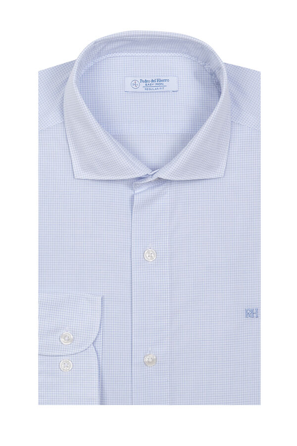 Pedro del Hierro Plaid non-iron + anti-stain slim fit dress shirt Blue