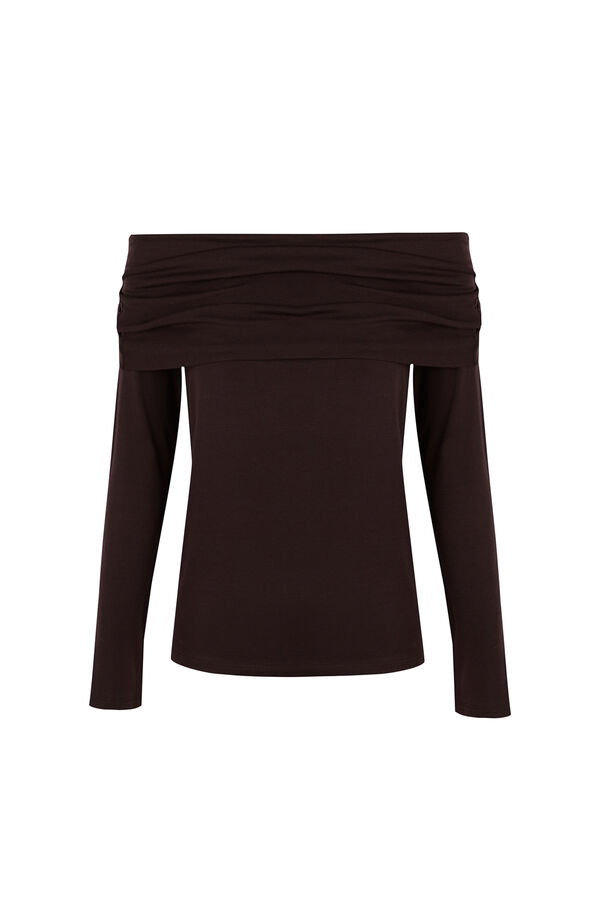 Pedro del Hierro Bardot neckline T-shirt Brown
