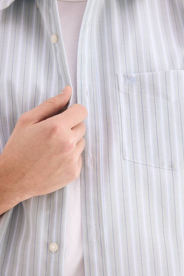 Pedro del Hierro Striped non-iron oxford shirt Green