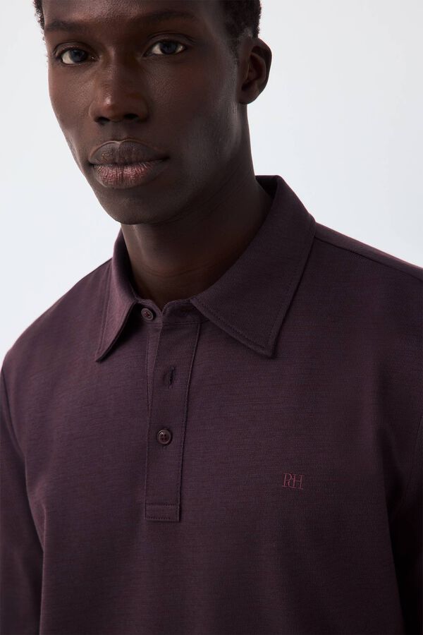 Pedro del Hierro Long sleeve link structure polo shirt Burgundy