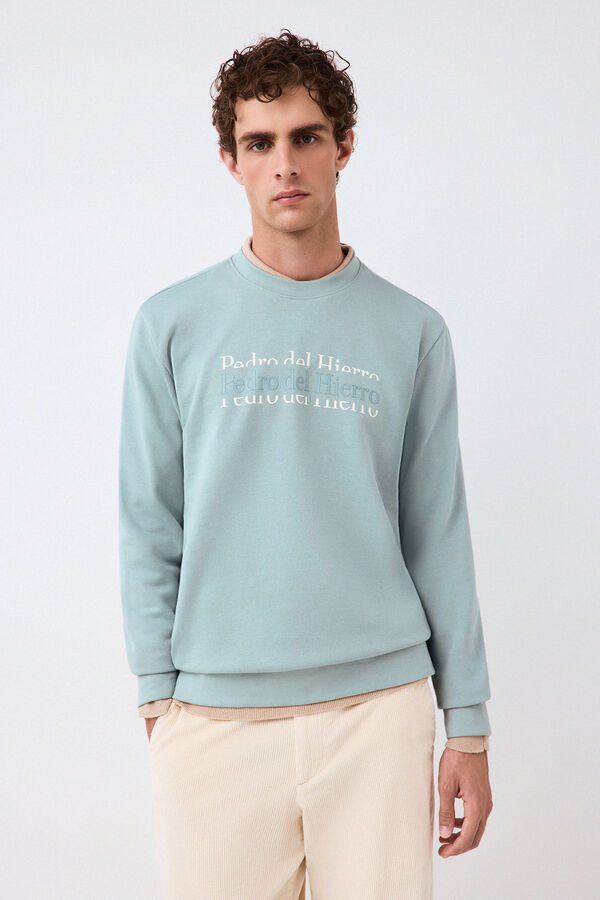 Pedro del Hierro Crew neck logo sweatshirt Turquoise
