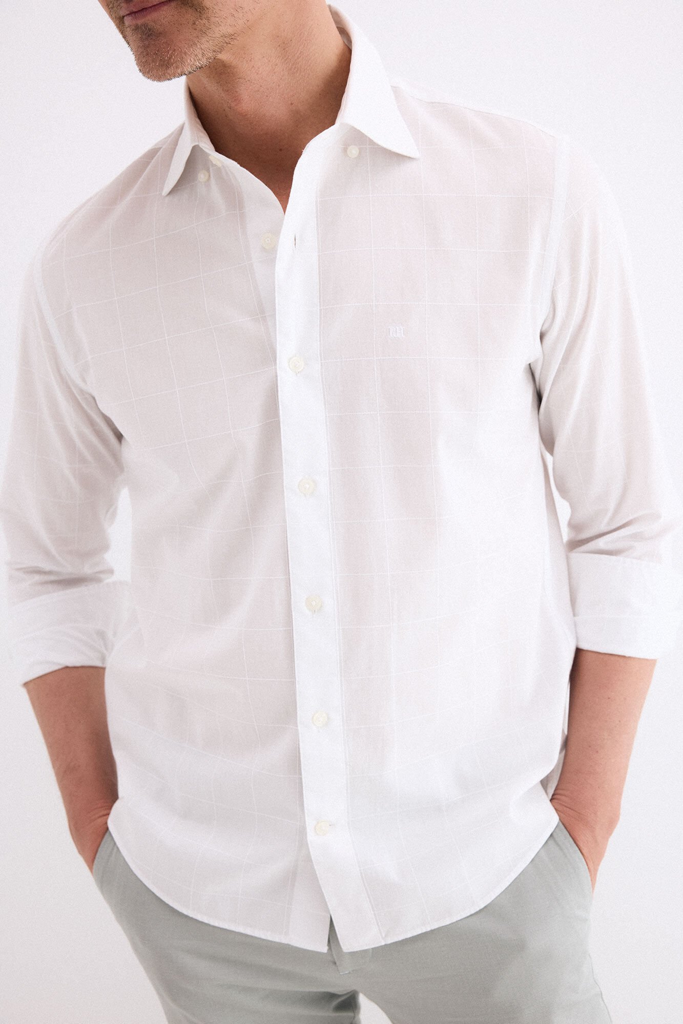 Pedro del Hierro Poplin textured checked shirt