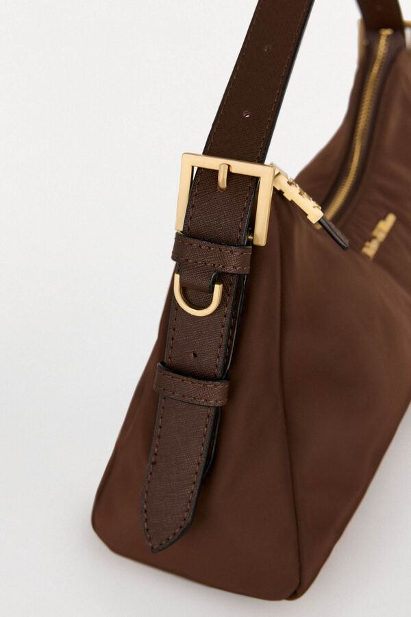 Pedro del Hierro Bolso de hombro en nylon con cremallera Marrón
