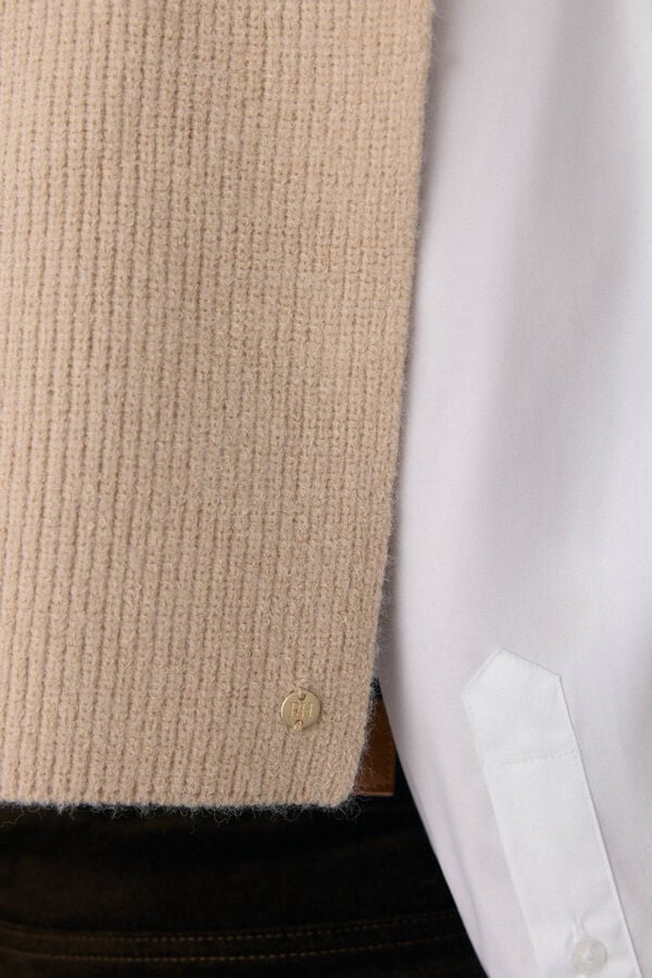 Pedro del Hierro Ribbed knit scarf Beige