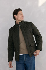 Pedro del Hierro Diamond-patterned quilted jacket Green