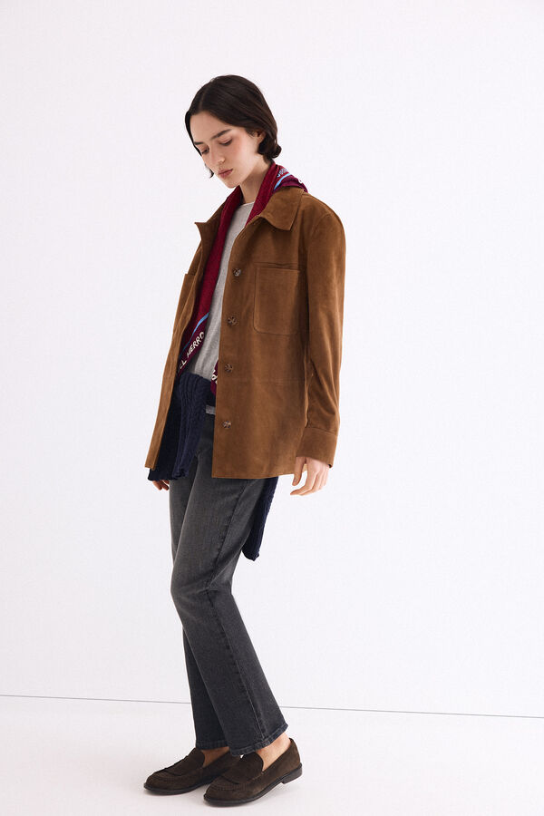 Pedro del Hierro Suede pockets shirt Brown