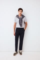 Pedro del Hierro Cal&ccedil;as chino com pin&ccedil;as em algod&atilde;o-tencel tapered Azul