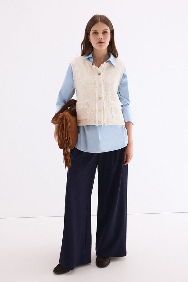 Pedro del Hierro Chaleco de punto estructura fantas&iacute;a Crudo