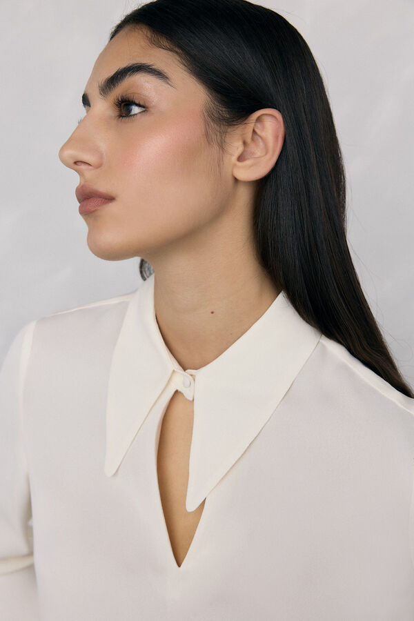 Pedro del Hierro Blusa plumas puño Blanco