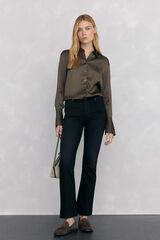Pedro del Hierro Plain satin shirt Green