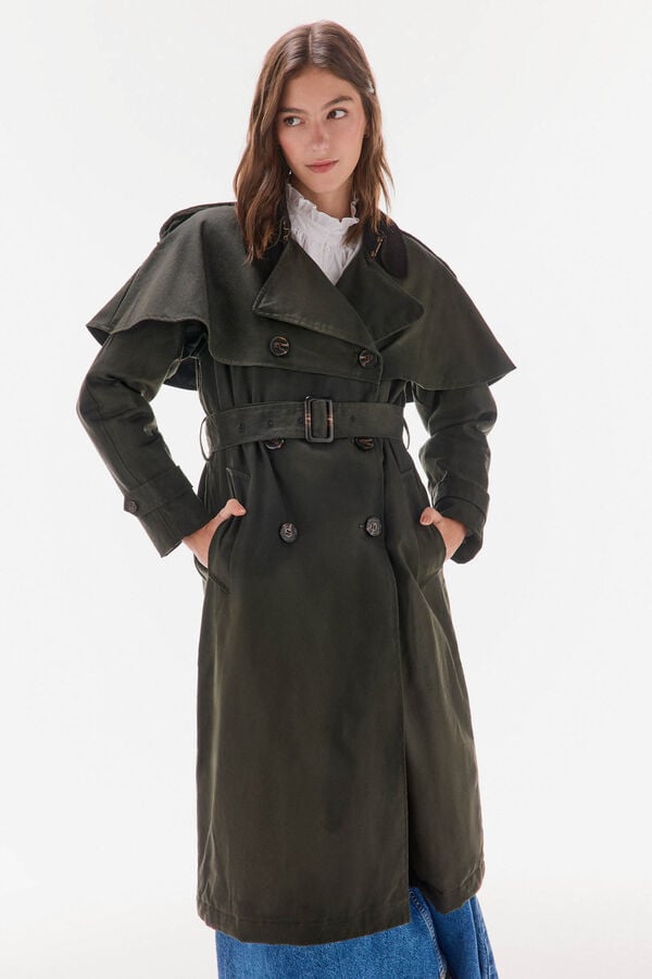 TFP by Tamara Falcó Long waxed trench coat Green
