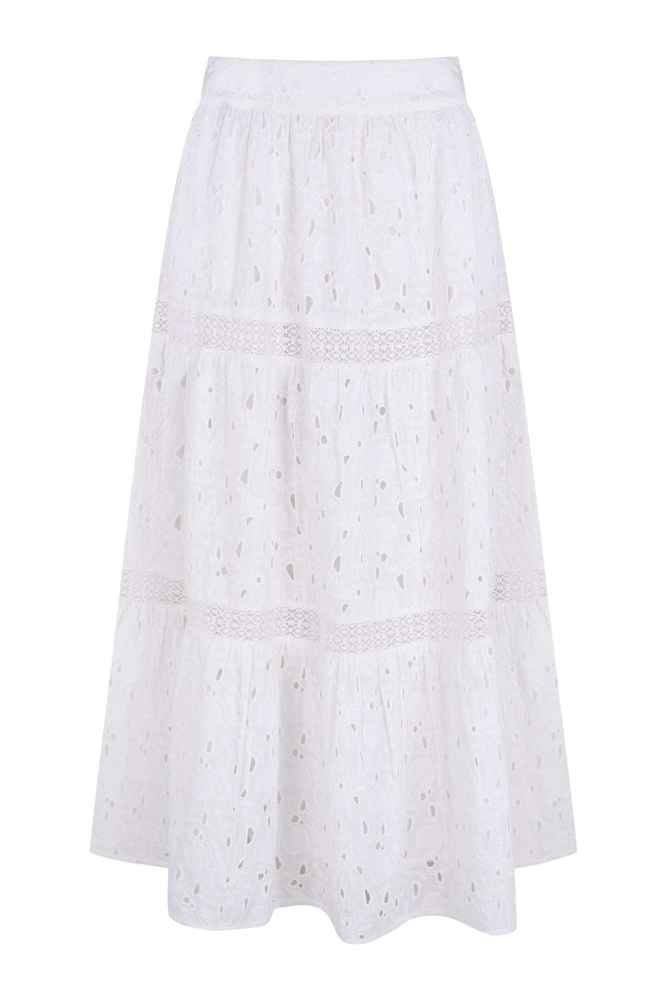Pedro del Hierro Embroidered cotton long skirt