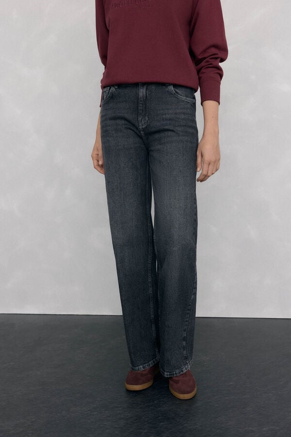 Pedro del Hierro Basic wide-leg jeans Grey