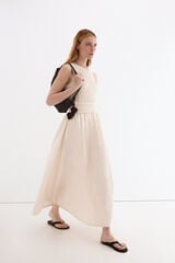 Pedro del Hierro Combined knit bodice dress Ecru