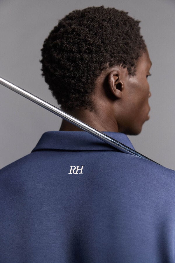 Pedro del Hierro Plain long sleeve golf polo shirt Blue