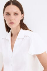 Pedro del Hierro Linen short sleeve blouse White