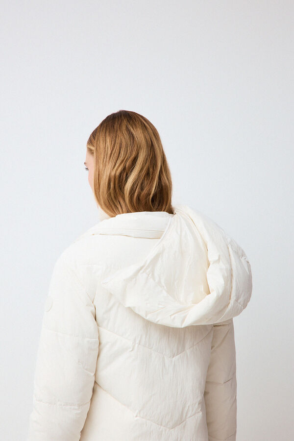 Pedro del Hierro Puffer long parka with hood Ecru
