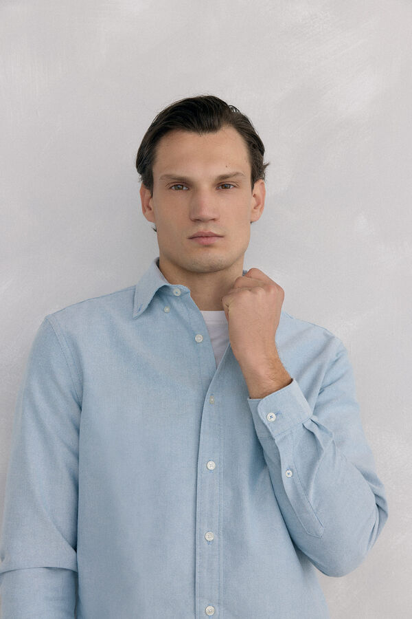 Pedro del Hierro Iconic plain oxford shirt Turquoise