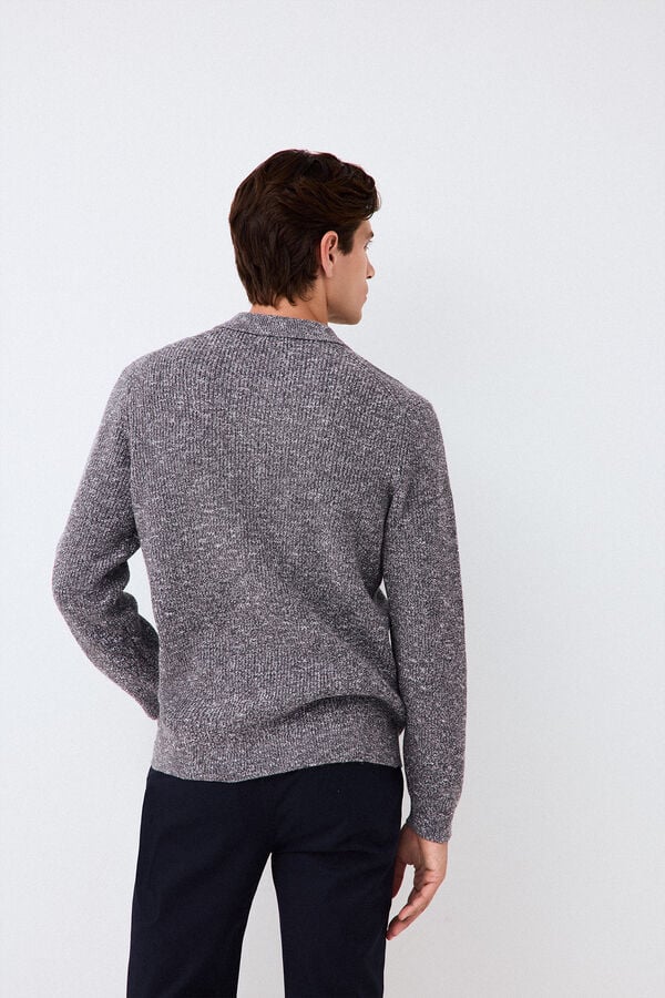 Pedro del Hierro Cotton knit polo neck jumper Grey